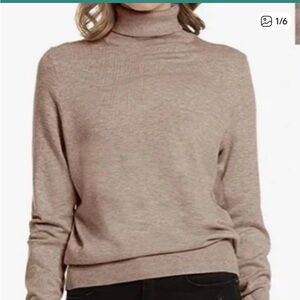 Woolen Bloom Cozy Camel Knit Turtleneck Sweater